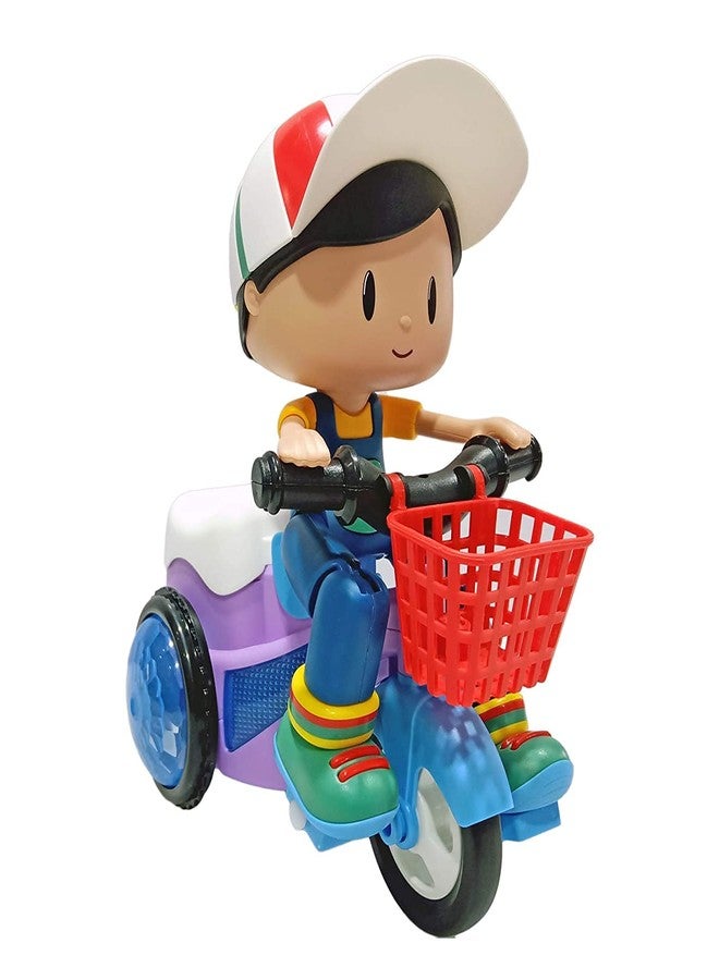 NIYANETAIL Light and Sound Musical Stunt Bike Tricycle Bump and Go Scooter Toy - 4D Flashing Light Effects and Music Stunt Motorcycle with 4D Lights, 360 Rotation Movement - Image 1